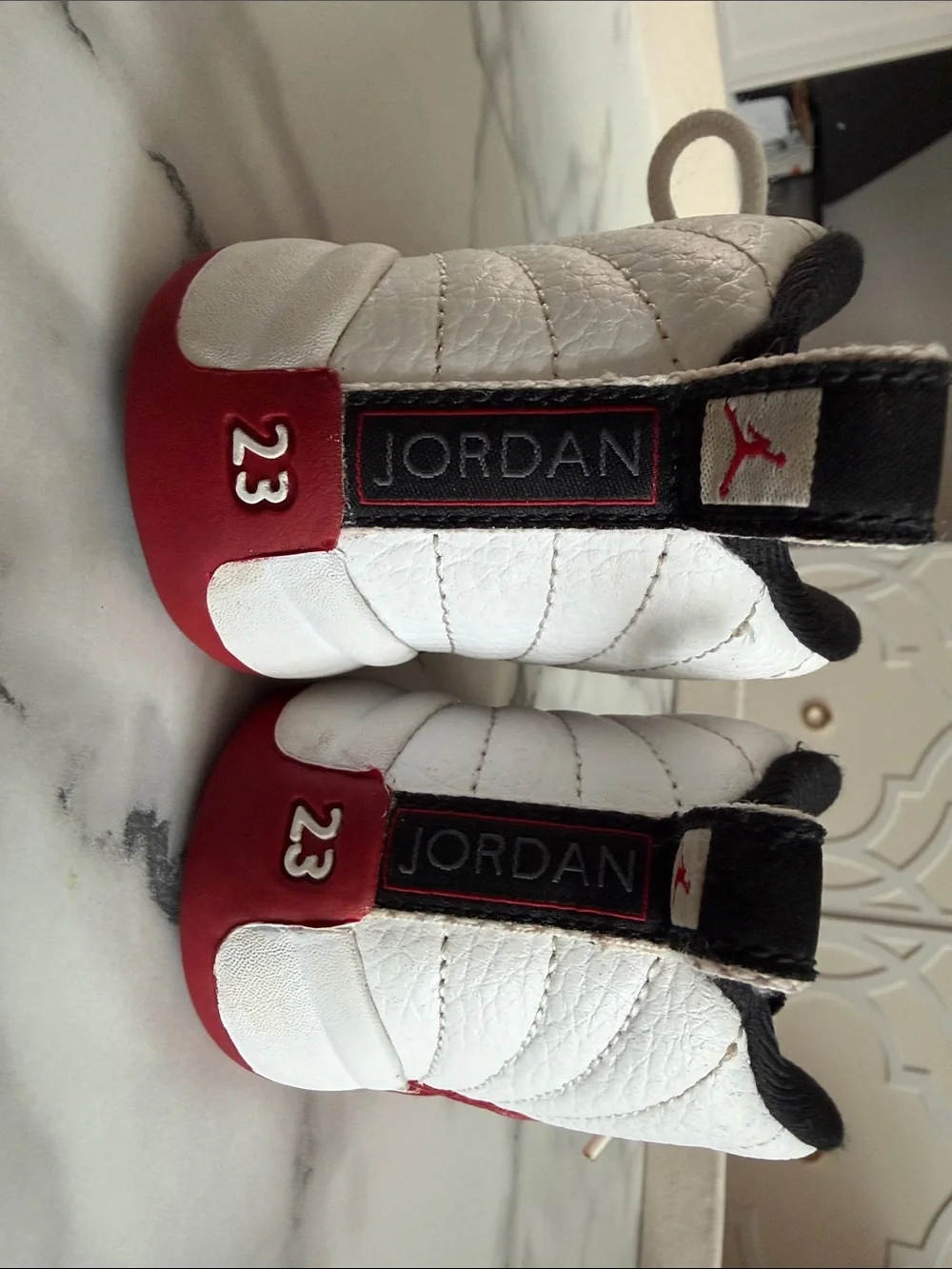 Jordan Kids White and Red Low-Top Sneakers
